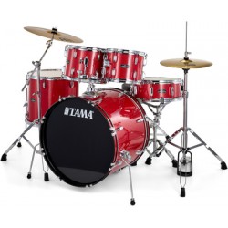 BATERIA TAMA ''STAGESTAR'' DE 5 PZAS. ROJO BRILLANTE CON ATRILES, ASIENTO Y PLATILLOS