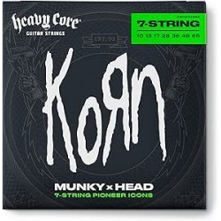 ENCORDADURA DUNLOP HEAVY ''KORN'' PARA GUITARRA ELECTRICA 7 CUERDAS, NIQUEL, 0.010-0.065