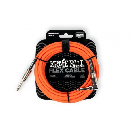 CABLE ERNIE BALL FLEX 6.10 MTS., ANARANJADO (RECTO/ANGULADO)