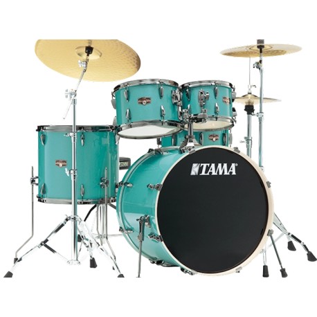 BATERIA TAMA ''IMPERIALSTAR'' DE 5 PZAS. NIEBLA AZUL CIELO CON ATRILES Y ASIENTO