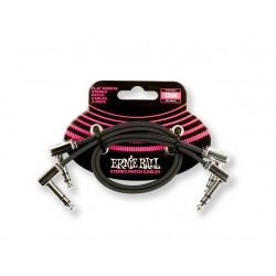 CABLES ERNIE BALL 0.3048 MTS., NEGRO, ESTEREO (ANGULADO/ANGULADO) (2 PCS.)