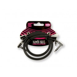 CABLES ERNIE BALL 0.6096 MTS., NEGRO, ESTEREO (ANGULADO/ANGULADO) (2 PCS.)