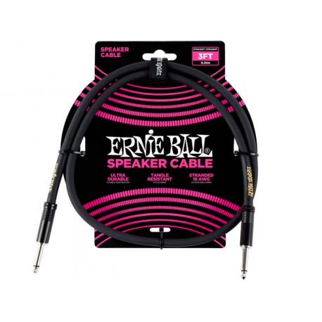 CABLE ERNIE BALL 0.91 MTS. PARA BAFLE, NEGRO (RECTO/RECTO)
